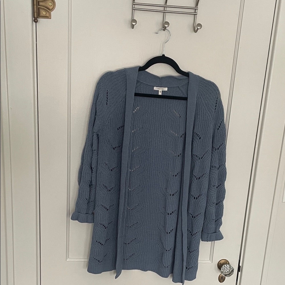 Maurices Blue Knit Open-Front Cardigan